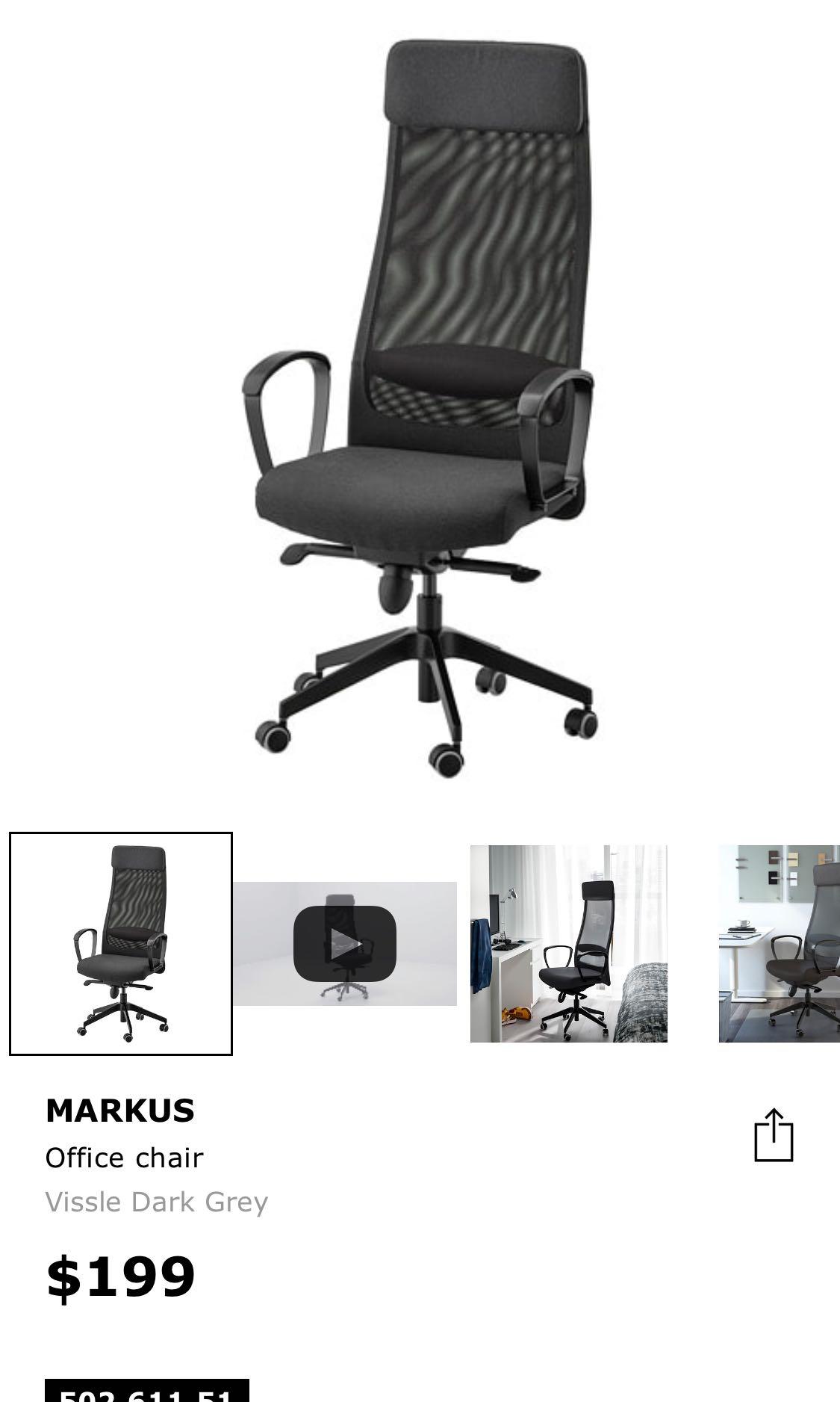 Ikea Markus Office Chair Used Furniture Home Living Furniture Chairs On Carousell