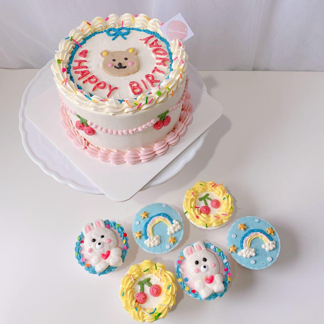 Korean Buttercream Cake Retro Style Cake Baby Shower First Birthday 21St  Birthday Home Party Cake, Food & Drinks, Homemade Bakes On Carousell
