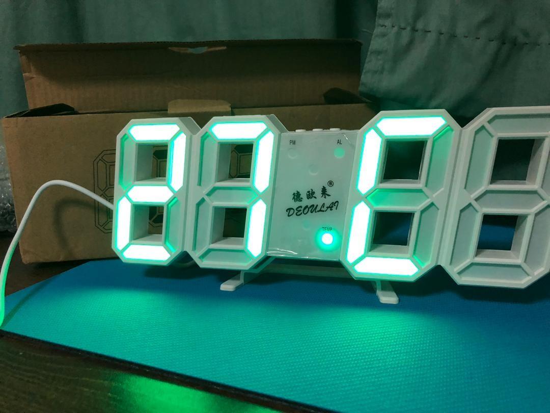 LED digital clock (Green), Furniture & Home Living, Home Decor, Clocks