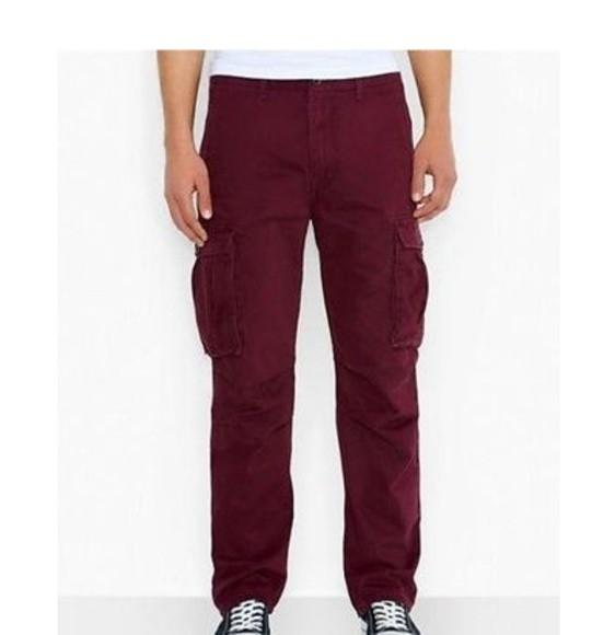 Burgundy Straight Leg Cargo Trouser, Trousers