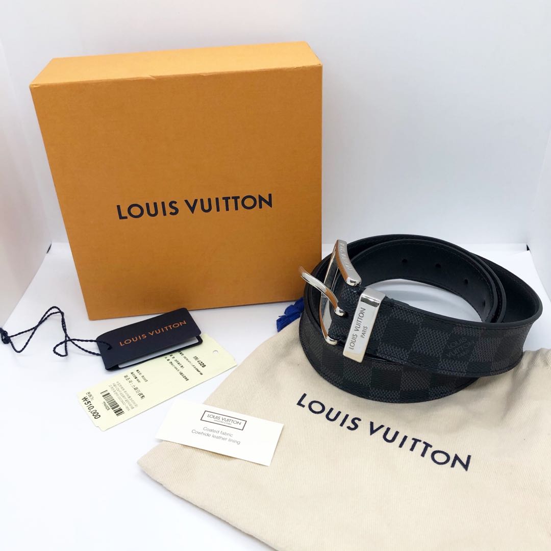 Auth Louis Vuitton Damier Graphite Belt M9402 PVC Canvas Leather 86929 for  sale online