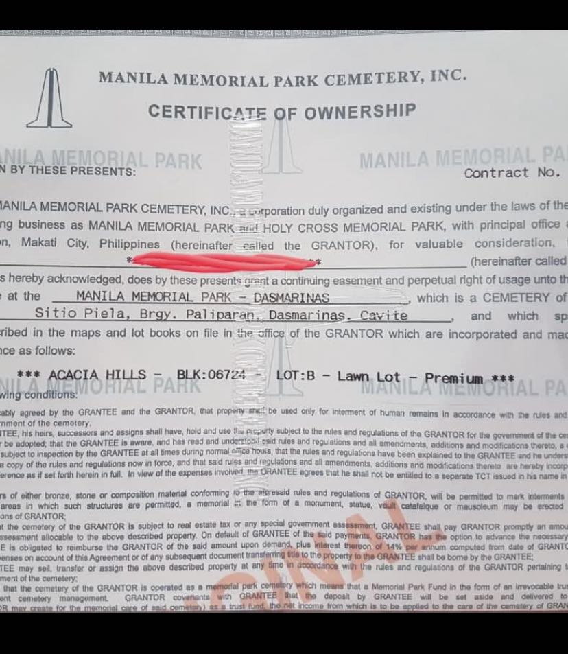 Manila Memorial Park in Dasmarinas, Property, For Sale, Memorial Lot on