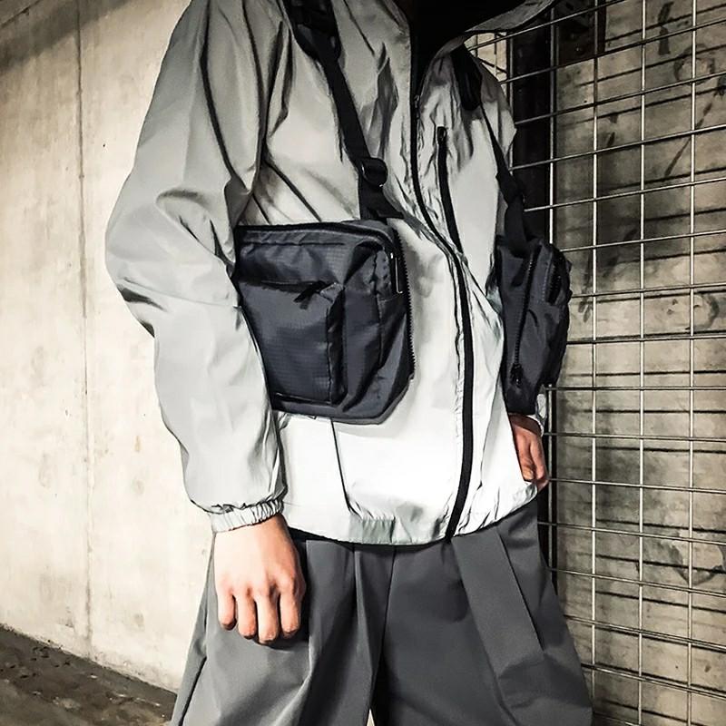 Men Tactical Bag Functional Vest Hip Hop Two Pockets bag Man Waist