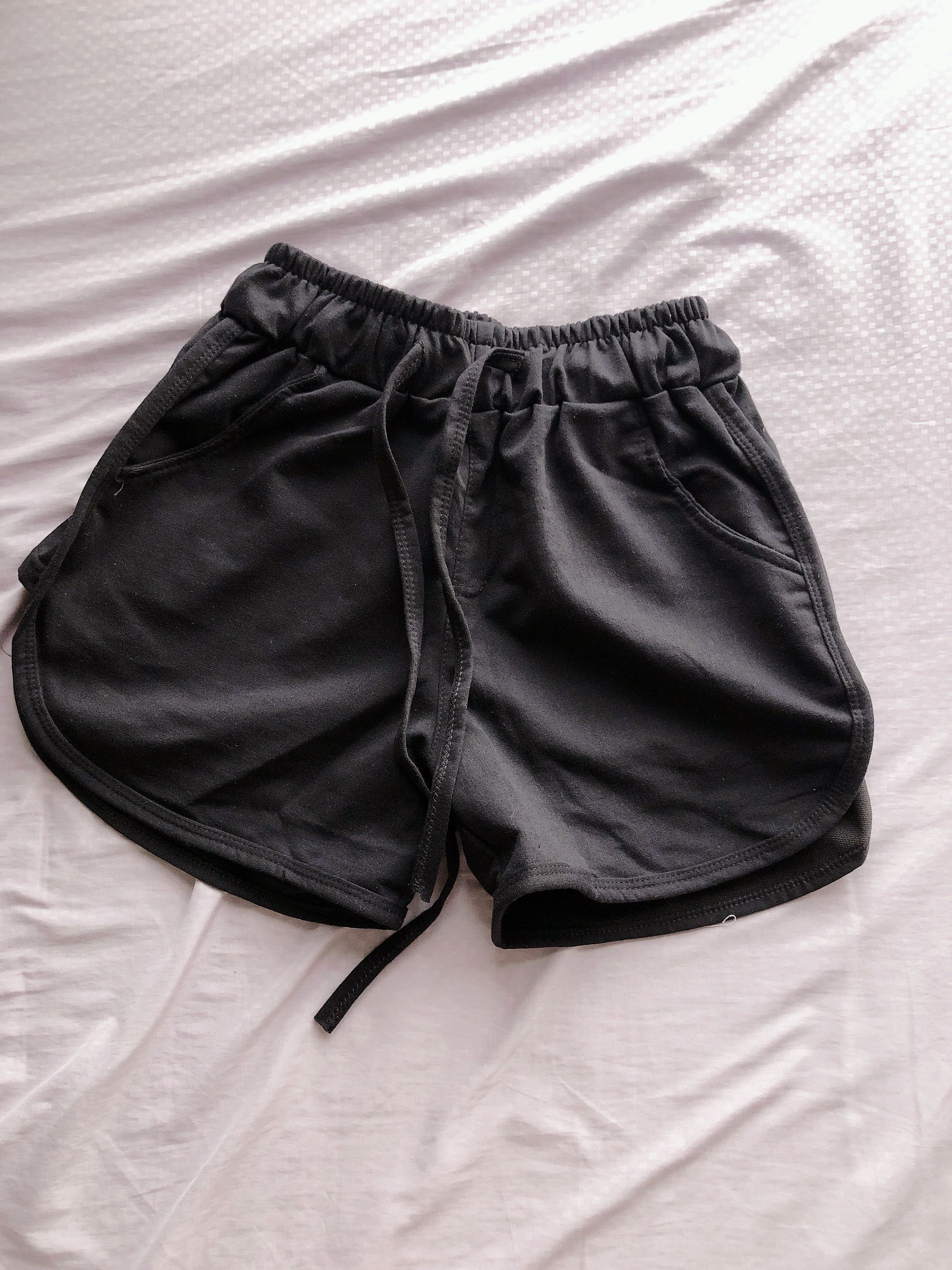 black jogger shorts