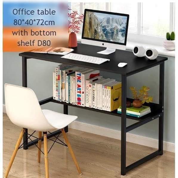 Office laptop desktop computer study table with bottom shelf, Furniture ...