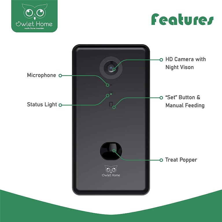 Pet Treat Dispenser, WiFi, 720P Camera, Live Video Stream, Night Vision, 2-Way Audio