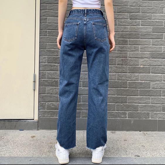Frayed cheap waist jeans