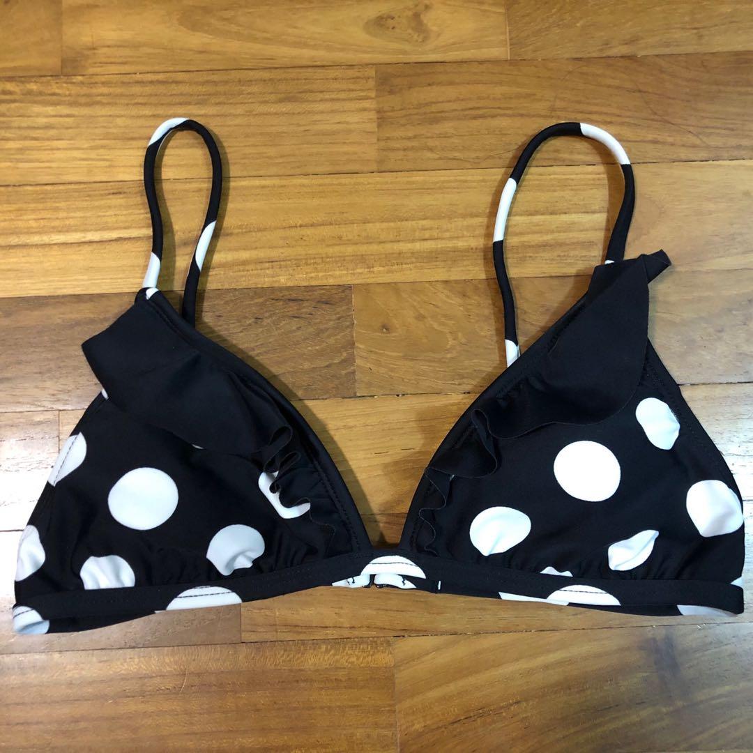 white polka dot bikini top