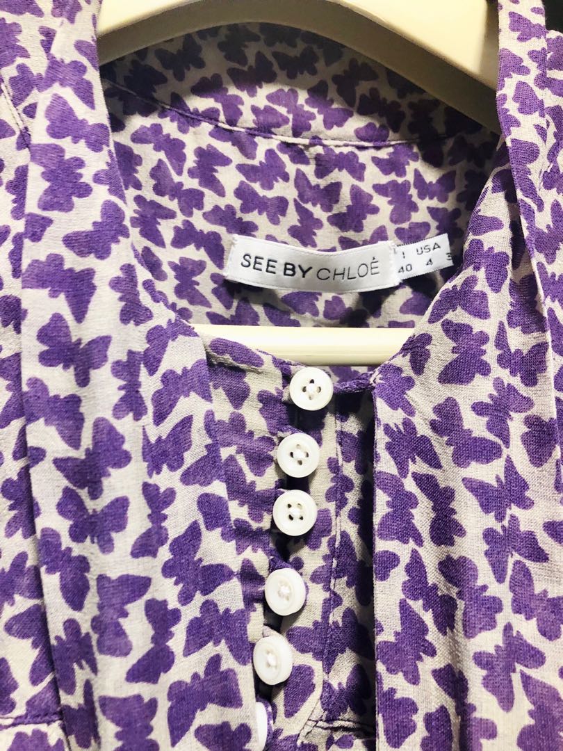 See by Chloe purple butterfly dress Women s Fashion Dresses