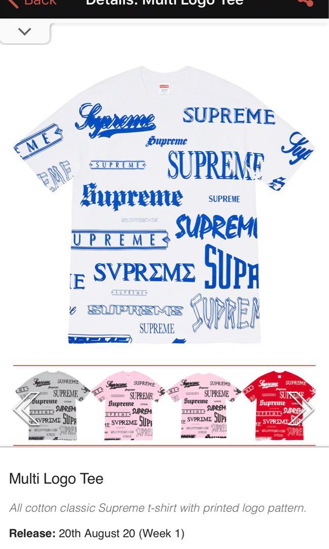 Supreme Multi Logo Tee Red Men's - FW20 - GB