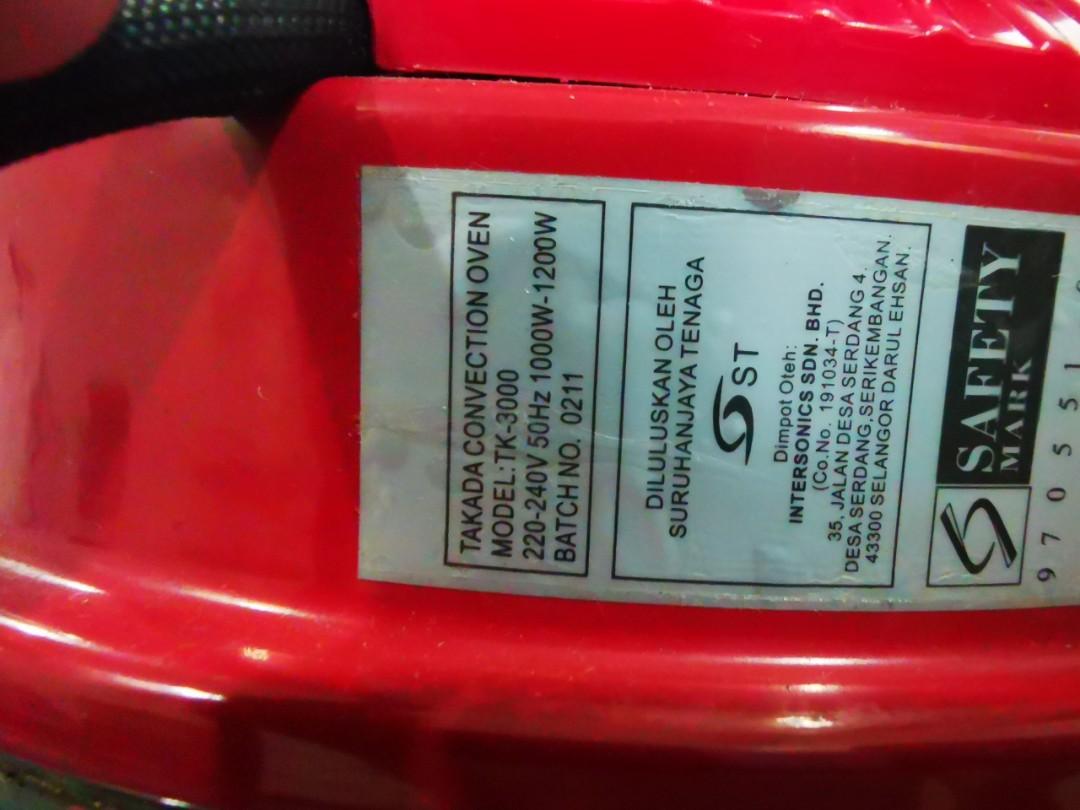 Takanda Convention oven tk3000, TV & Home Appliances, Kitchen