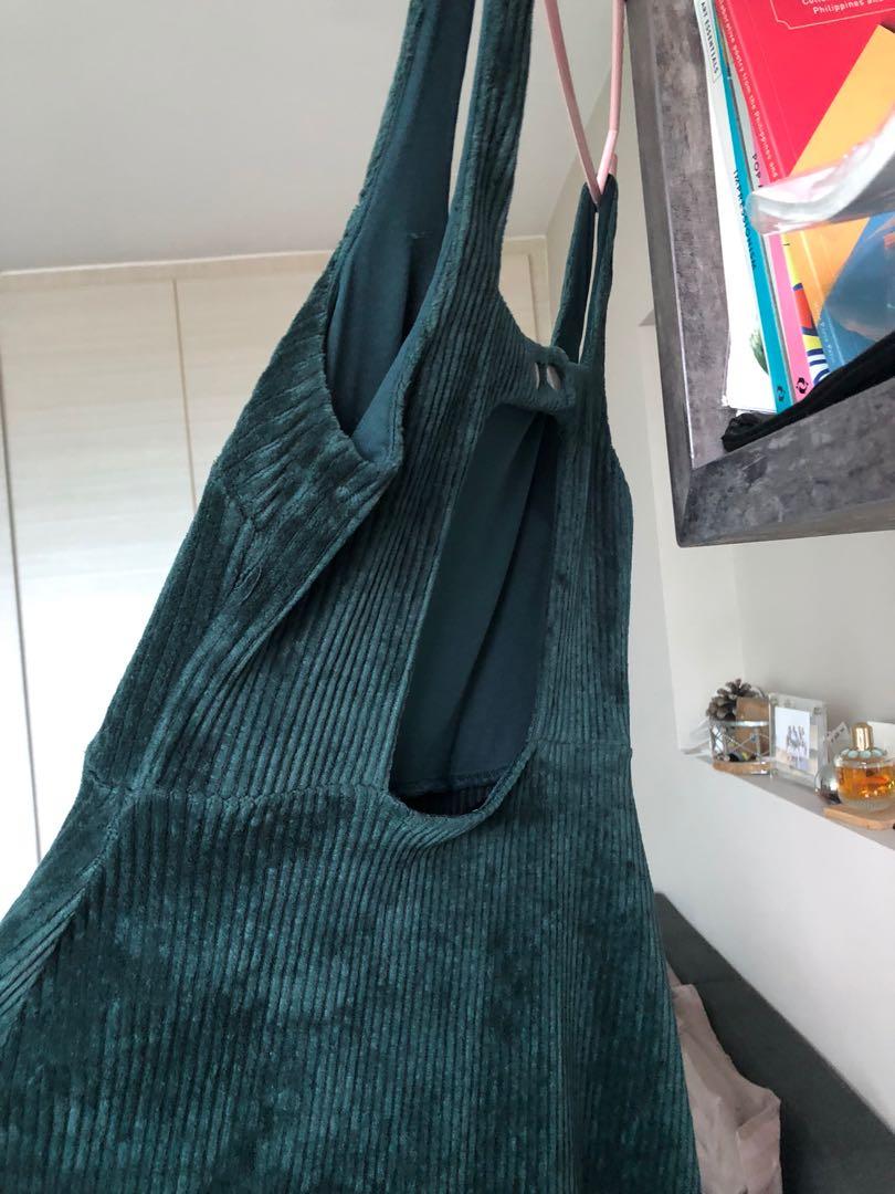 Topshop Sage Green Velvet Open Back Dress, Women's Fashion, Tops,  Sleeveless on Carousell