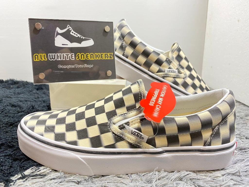 vans checkerboard blur slip on