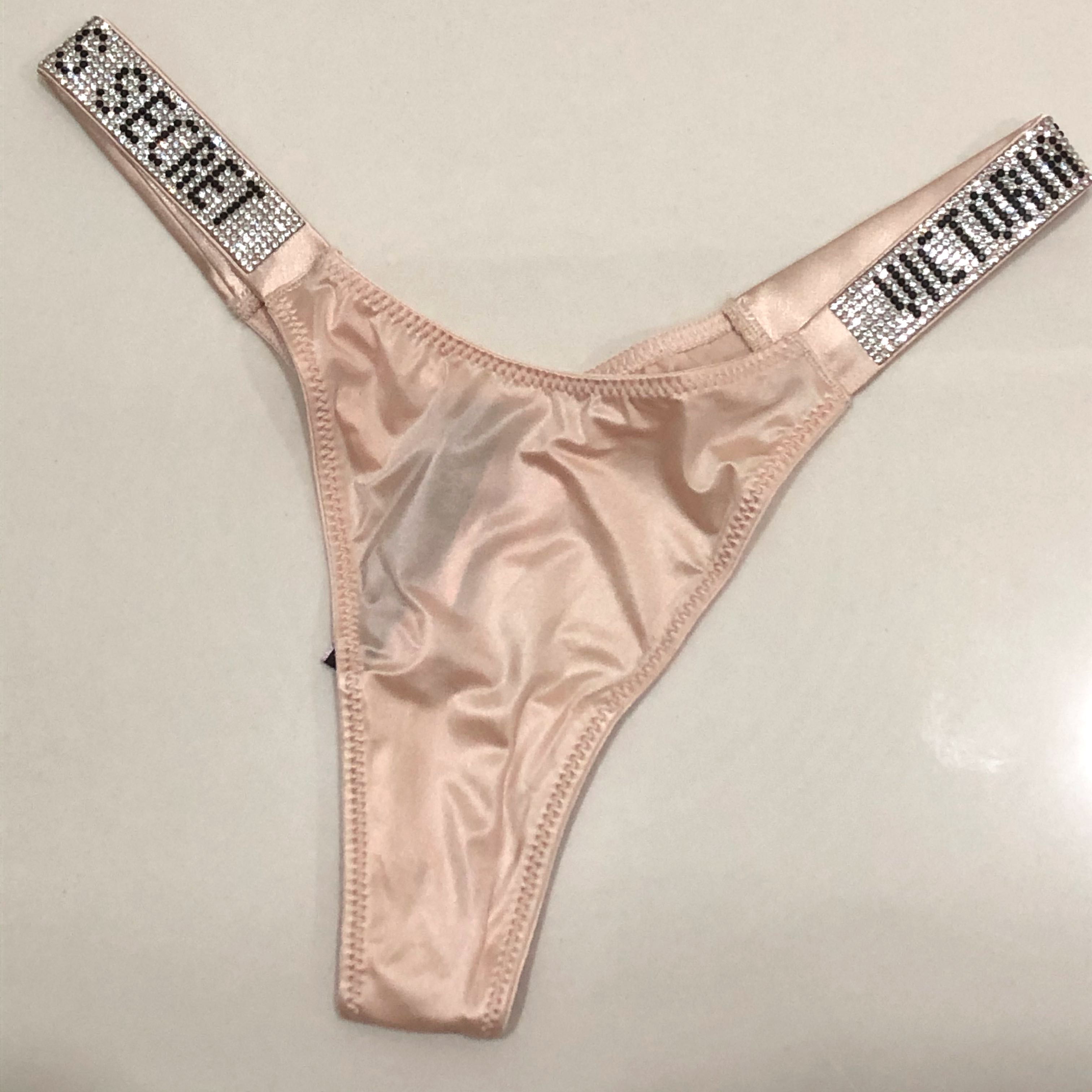Victoria's Secret Rhinestone Shine Strap Thong Panty - Satin Champagne XS  Extra Small, Women's Fashion, New Undergarments & Loungewear on Carousell