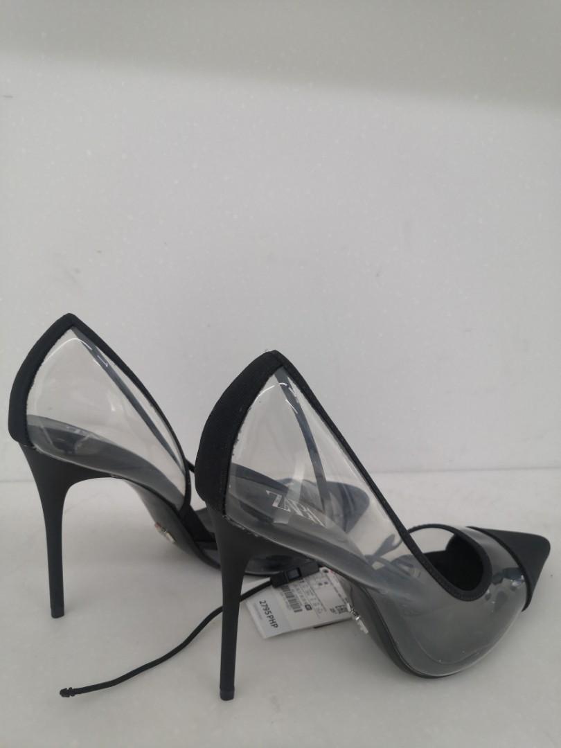 Zara Black Vinyl Heels Sandal-Sigelis.co