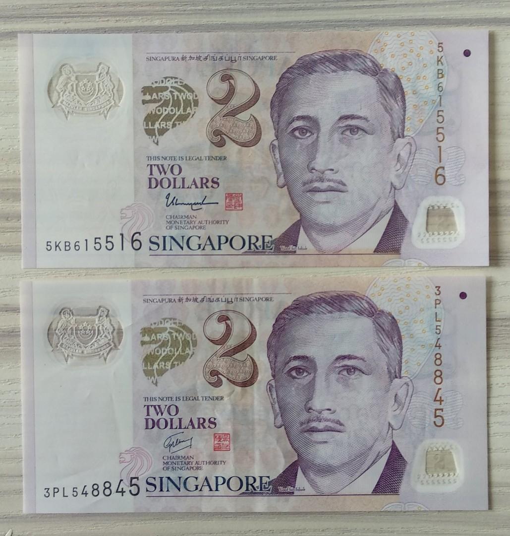 $2 Note (Category: Currency) located in Singapore. Submitted by sg50_notes (Listing ID 286478801, Image 5). Description: 💡UNC 💡Radar number 344443 [sold] 💡UNC 💡Special number 344434 [sold] 💡Almost solid number 344444 [sold] 💡Special number 344445 [sold] 💡Almost solid number 433333 [sold] 💡Special number 543333 [sold] 💡Radar number 615516 [sold] 💡Radar number 548845 [sold] 💡VF 💡Radar number 554455 [sold] 💡Prefix 6 💡UNC 💡Radar number
