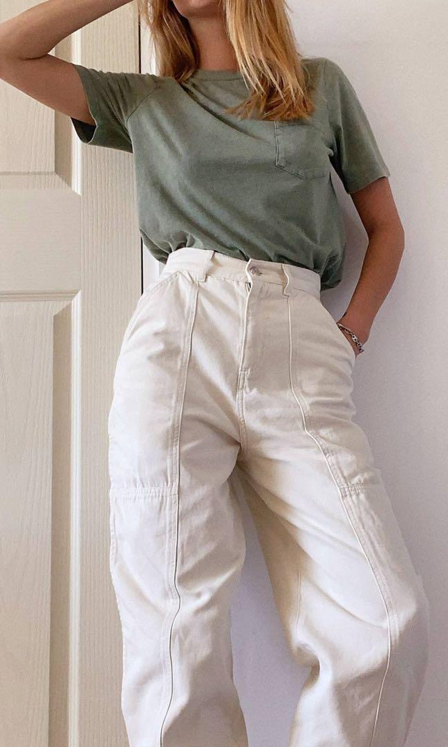 White high on sale waisted cargo pants