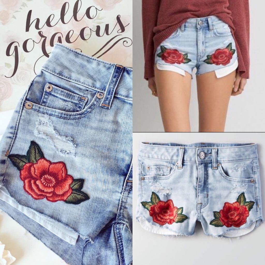 american eagle floral embroidered jeans