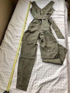 Army green Promod jumpsuit with belt