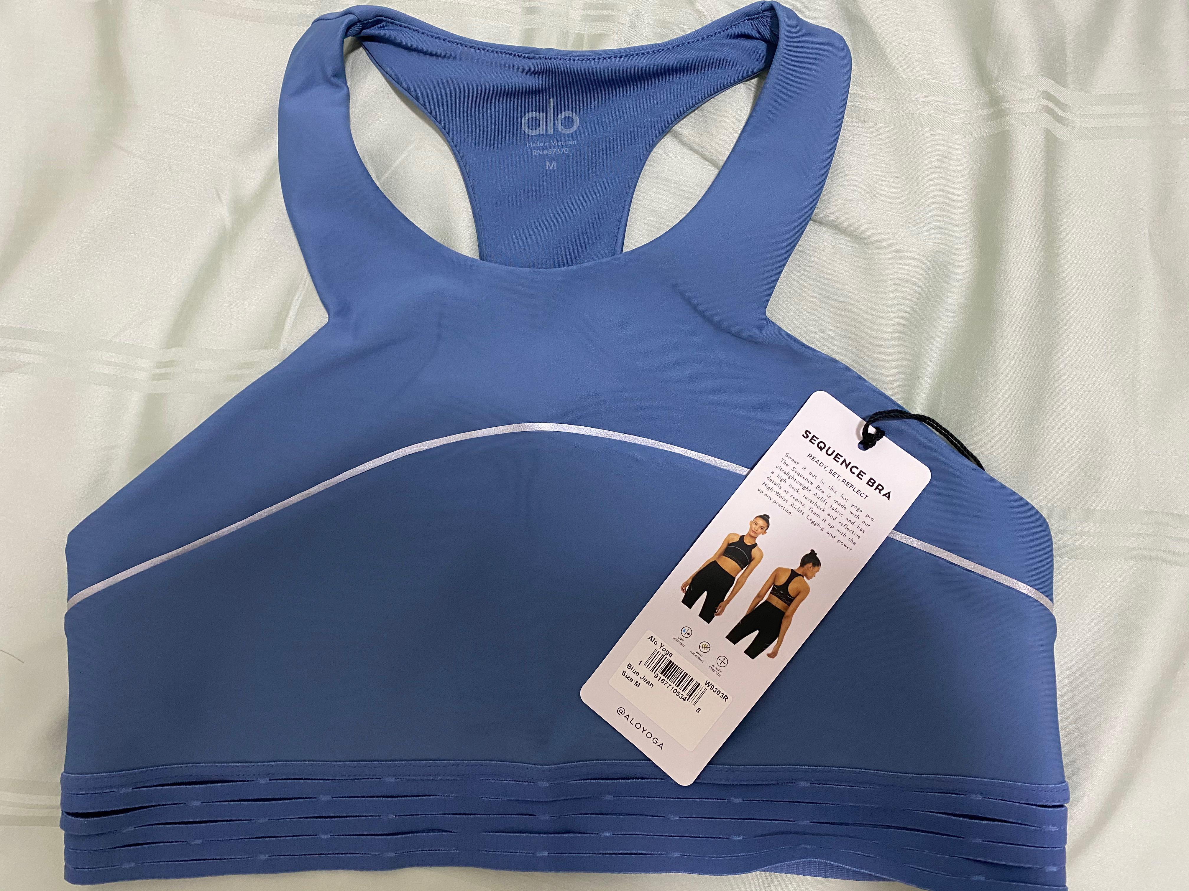 ALO Yoga Sports Bra Size M Sequence Airlift Racerback Reflective