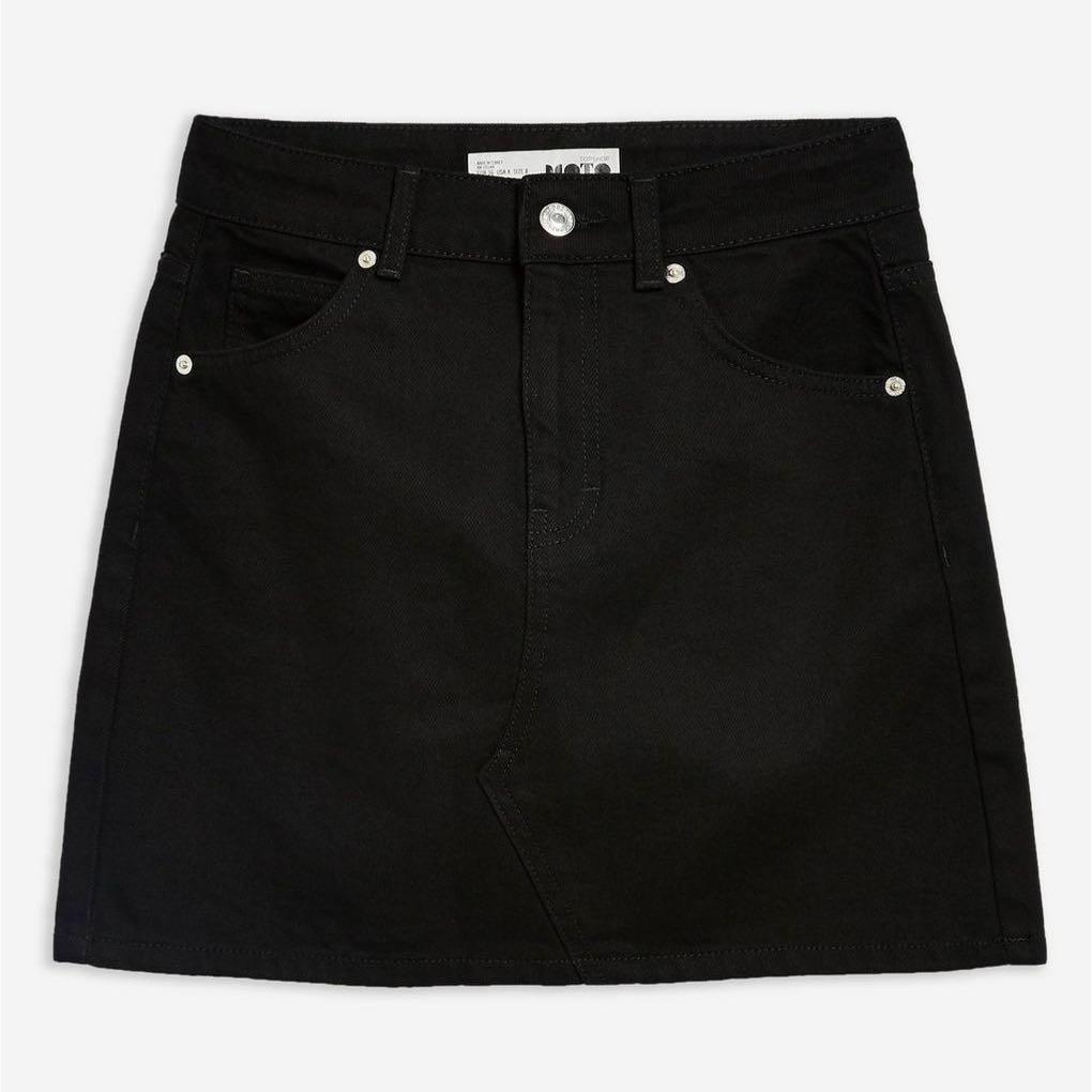 Black denim high waisted skirt Clearance