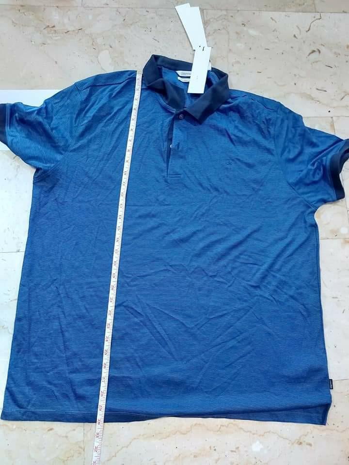 CK Mens Liquid Touch Micro Stripe Polo Shirt Brilliant Blue