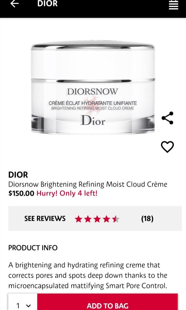 Dior diorsnow brightening refining moist cloud creme 50ml Beauty Personal Care Face Face Care on Carousell