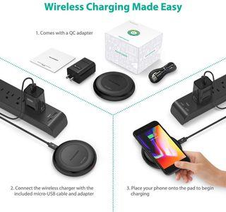 Fast Wireless Charger RAVPower 10W Compatible iPhone Xs MAX XR XS X 8 8 Plus with HyperAir, 10W Compatible Galaxy S9, S9+, S8, S7, Note 8 and All Qi-Enabled Devices