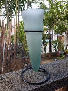 Frosted Glass Cone Vase with Metal Stand