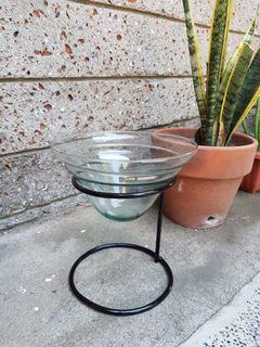 Glass Funnel Vase (Rounded Bottom) with Metal Stand