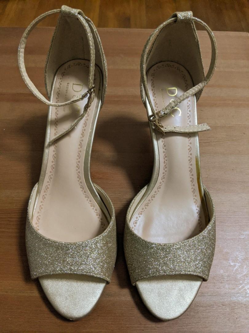 gold open toe shoes heels