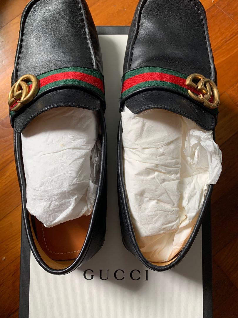 leather driver with web gucci