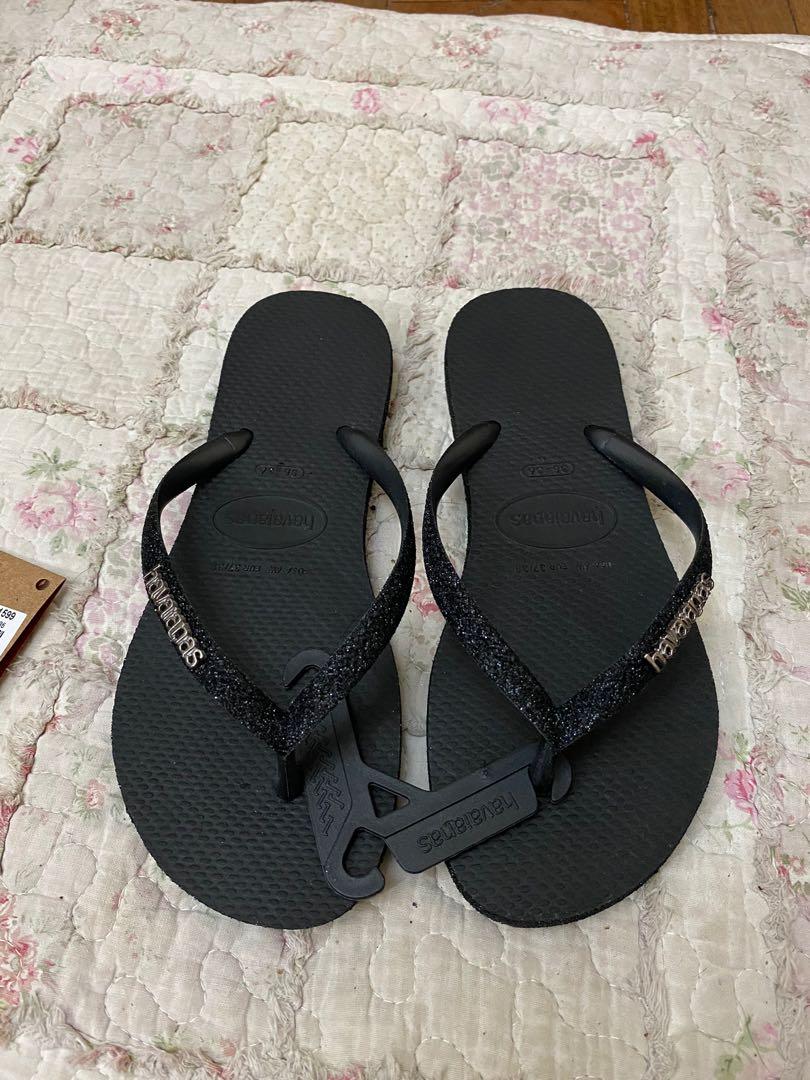 Havaianas slim sparkle clearance black