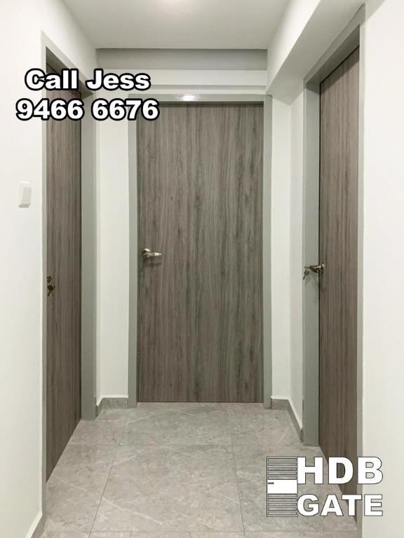 Hdb Laminate Full Solid Wooden Bedroom Door With Lever Handle Lock Home Services Renovations On Carousell