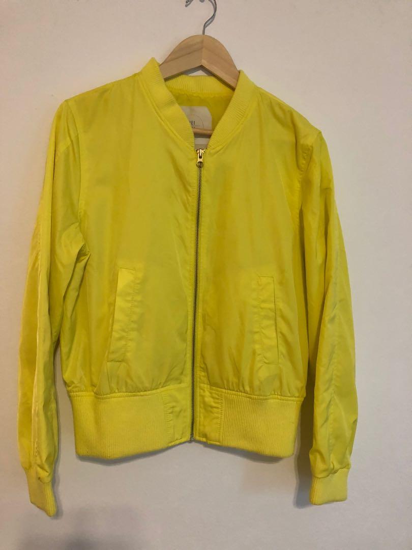 Highlight Yellow Bomber Jacket by FreePeople Women s Fashion Coats Jackets and Outerwear on Carousell