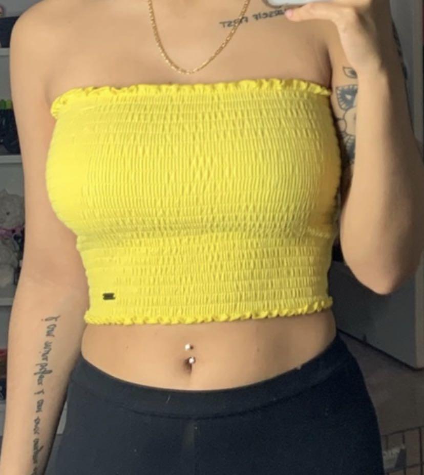Hollister yellow tube top byeoldstyle Carousell