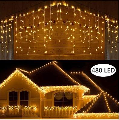 Icicle Lights Brizlabs 47 56ft 480 Led Warm White Outdoor Christmas Lights 8 Modes Waterproof Memory Mains Powered Fairy String Lights For Indoor Xmas Wedding Garden Party Decorations White Cable Energy Class A
