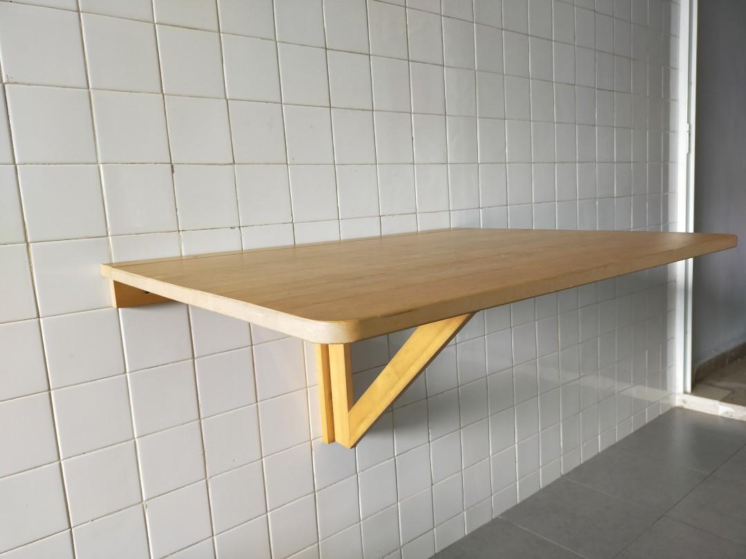 Ikea Solid Wood Wall Mounted Drop Leaf Table Furniture Tables Chairs On Carousell