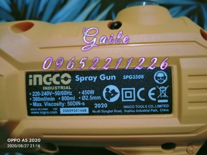 INGCO 450W Spray Gun (Category: Construction Tools & Equipment) located in Caloocan City. Submitted by abieghail (Listing ID 1033426124, Image 2). Description: INGCO Airless Spray Gun SPG3508 Model: SPG3508 Voltage: 220-240V~50/60Hz Input Power: 450W Spraying Pressure: 0.1-0.2Bar Max Flow: 380ml/min Max. Viscosity: 50DIN-s Container Capacity: 800ml Accessories: 1x Viscosity Measuring Cup 1x Nozzle Cleaning Needle 1x Manual 1x Warranty card For st