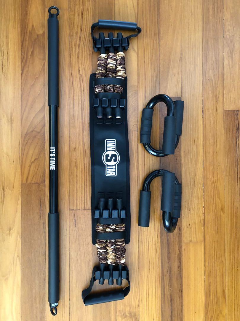 Innstar Resistance Band + Bar Benchpress, Sports, Weights & Gym