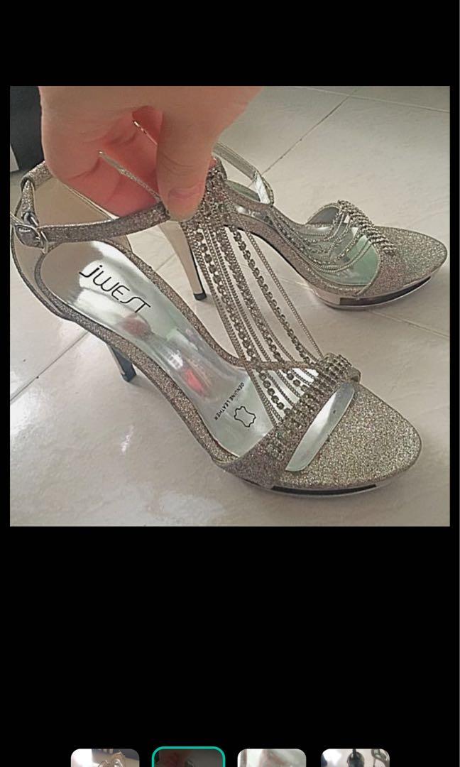 silver formal heels