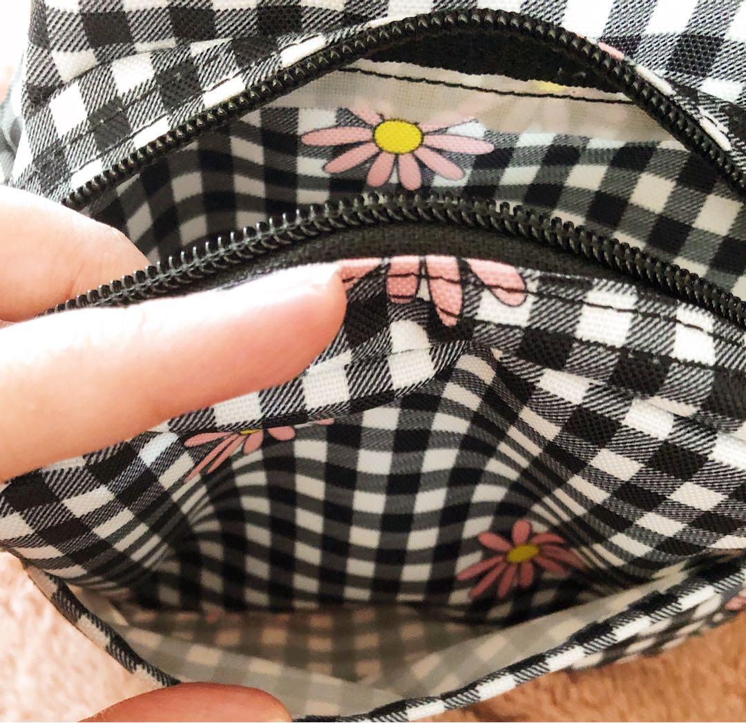 Daisy Gingham Mini Backpack Crossbody Bag - Black
