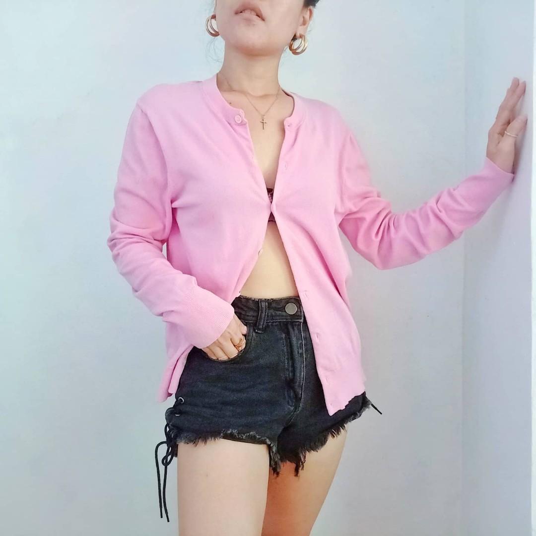 j crew pink cardigan