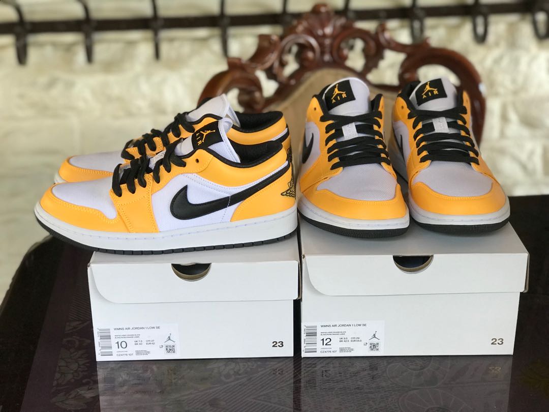 Jordan 1 Laser Orange Lakers Cw Bnew Men S Fashion Footwear Sneakers On Carousell