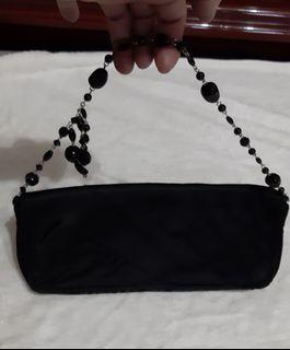 Mango elegant clutch bag with beaded handle - black