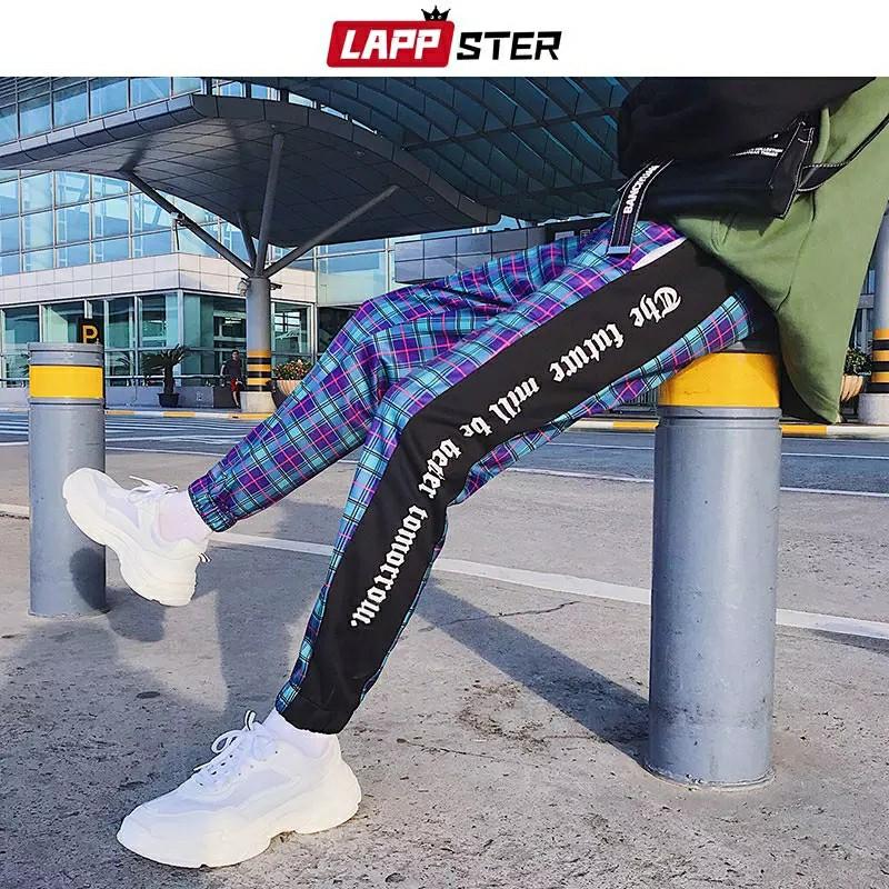 Streetwear plaid pants top