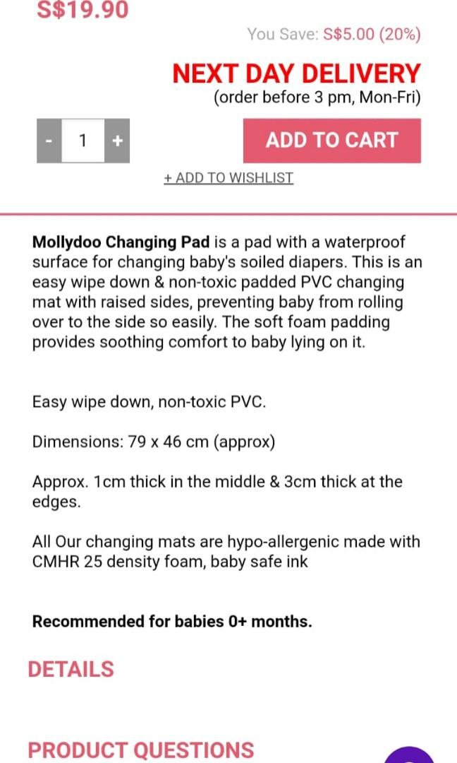 Mollydoo changing pad clearance