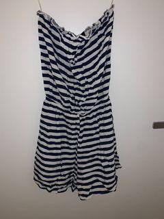 Navy stripes jump suit