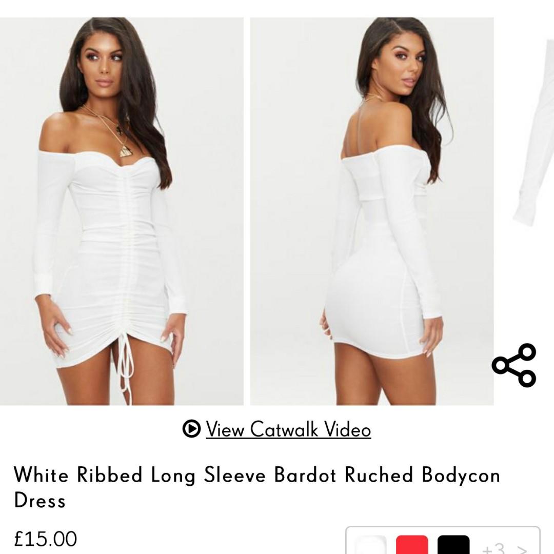 White off the shoulder dress pretty little thing store