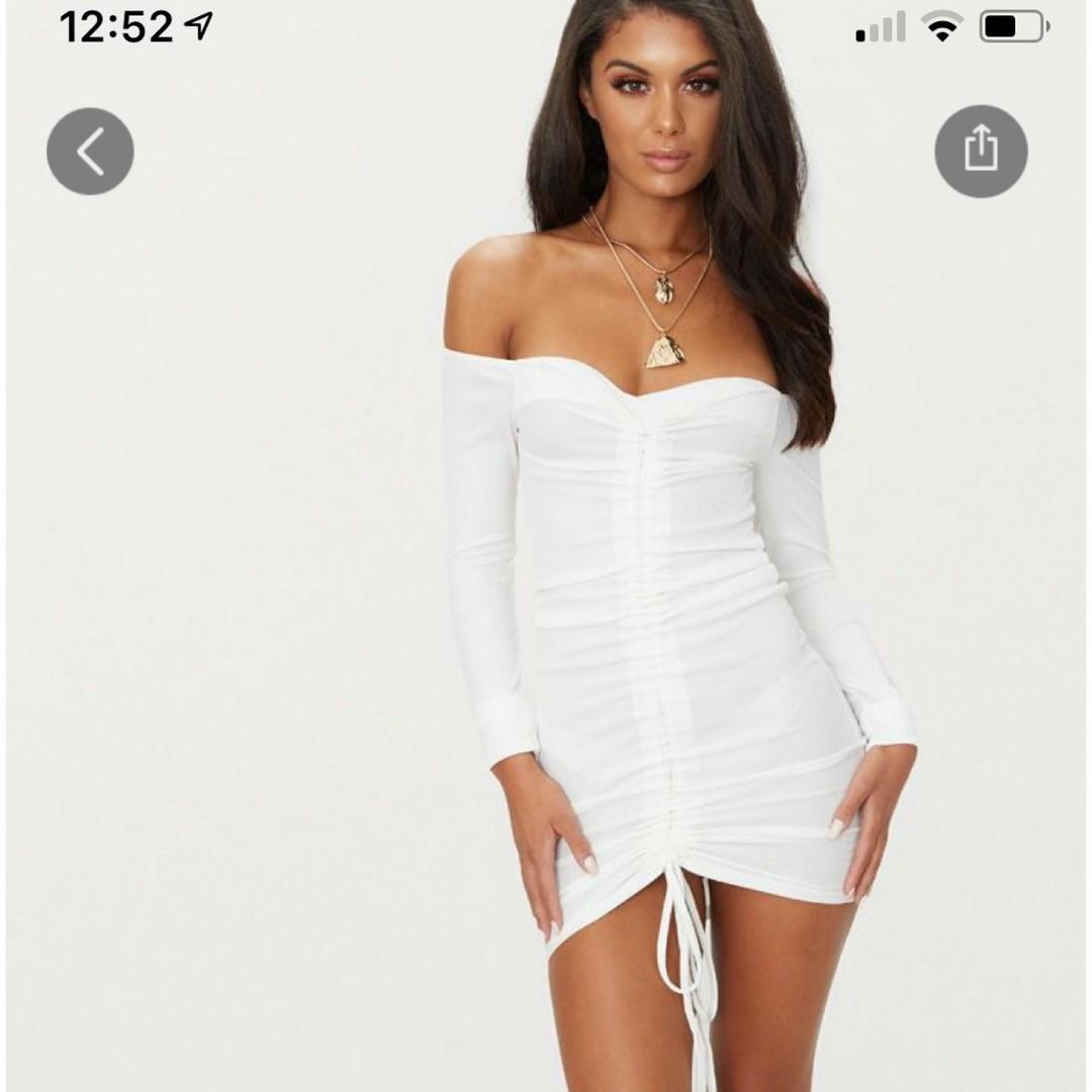 White off the shoulder tight dress shop